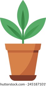 Vector potted green plant illustration flat  design