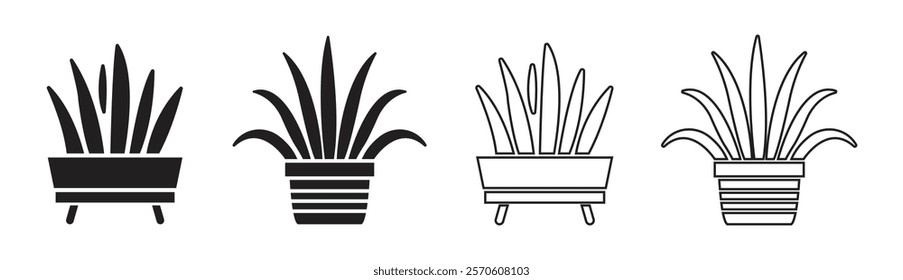 Vector Potted Plant Icon Set. Plant Symbols