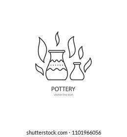 Vector pottery workshop icon in linear style