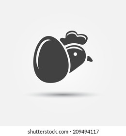 Símbolo de Vector de aves de corral - icono simple de pollo y huevo