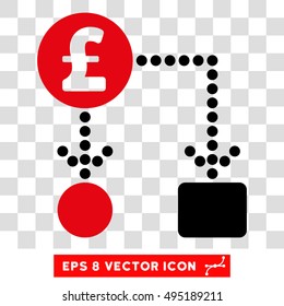Vector Pound Cashflow EPS vector icon. Illustration style is flat iconic bicolor intensive red and black symbol on a transparent background.