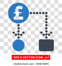 Vector Pound Cashflow EPS vector pictograph. Illustration style is flat iconic bicolor smooth blue symbol on a transparent background.