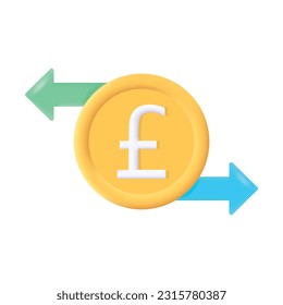 Vektor-Pfund-Währungstransaktion Zeichen 3D-Vektorsymbol von hoher Qualität und vollständig skalierbar 