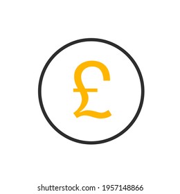 Vector Pound Outline Icon Design. Pound icon, finance sign. Vector illustration. Flat design. Pound Circle Icon Vector Template