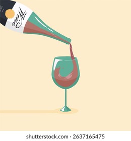 vector pouring red wine illustration