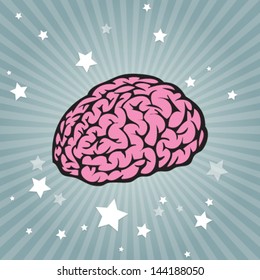 Vector power brain on striped background