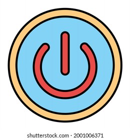 Vector Power button Filled Outline Icon Design

