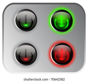 Vector power button in on and off position.
