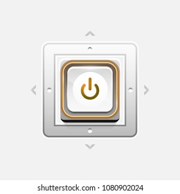 Vector power button technology logo, digital art techno concept, on off icon