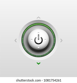 Vector power button technology logo, digital art techno concept, on off icon