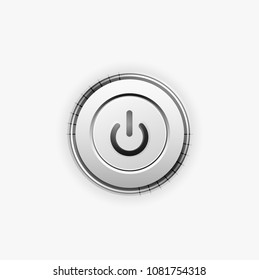 Vector power button technology logo, digital art techno concept, on off icon