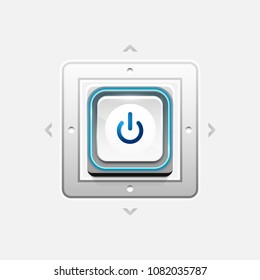 Vector power button technology logo, digital art techno concept, on off icon
