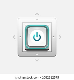 Vector power button technology logo, digital art techno concept, on off icon
