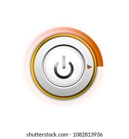 Vector power button technology logo, digital art techno concept, on off icon