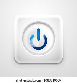 Vector power button technology logo, digital art techno concept, on off icon
