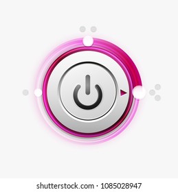 Vector power button technology logo, digital art techno concept, on off icon