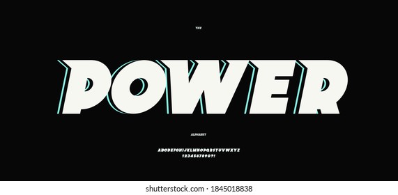 Vector Power Font Slanted Style Modern Typography For Infographics, Motion Graphics, Video, Promotion, Decoration, Logotype, Party Poster, T Shirt, Book, Animation, Banner, Game, Printing. 10 Eps