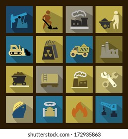 vector power generation icons set