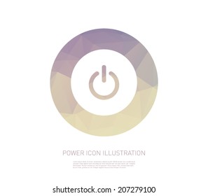 Vector power icon illustration with polygonal background. Clean and modern style design