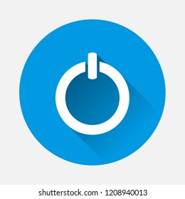 Vector Power vector icon on blue background. Flat image with long shadow.  Layers grouped for easy editing illustration. For your design.