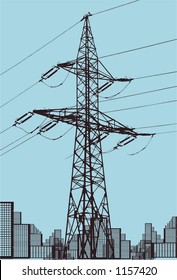 vector power line illustration,color and size as you wish