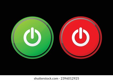 potencia vectorial en el diseño de iconos de botón rojo y verde