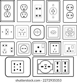 Vector power socket icon set.