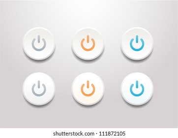 Botones de la esfera de poder del Vector aislados en el fondo blanco