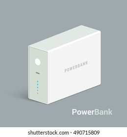 vector powerbank icon on white background. Isometric view. Flat style design. Charging device