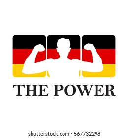 Vector powerful man, gym and power concept, with german flag