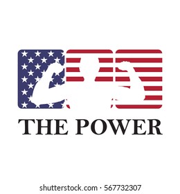 Vector powerful man, gym and power concept, with american flag
