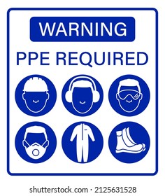 Vector PPE Required Signs flat icons. Mandatory health and safety sign icons isolated on white background. Industrial warning web graphics