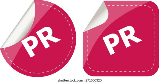 vector pr word on stickers set, icon button. business user interface vector set for website development and mobile application logo design