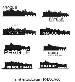 Vector Prague city silhouettes