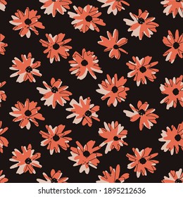 Patrón repetitivo sin fisuras de margarita floral vectorial prairie daisy. Ideal para los Vestidos y Blusas de Verano u Otros Proyectos Textiles.Motivos sin inconvenientes para envolturas, papel pintado, tela, impresión de decoración. 