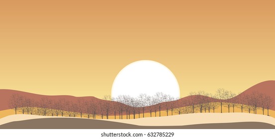 Vector prairie landscape illustration
nature, sunset