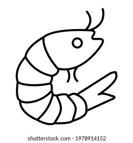 Vector Prawn Outline Icon Design
