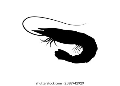 Vector prawn silhouette. Logo. Shrimp icon vector for design of ocean, undersea or marine, menu restaurant.