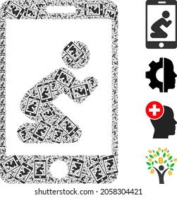 Vektor-Beten-App-Mosaik ist mit zufälligen rekursiven Pay-App-Icons entworfen worden. Rekursive Mosaik der beten App.