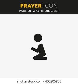 Vector pray Icon. Man on kneel. Prayer sign.