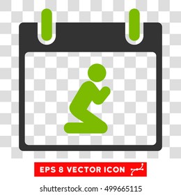 Vector Pray Person Calendar Day EPS vector icon. Illustration style is flat iconic bicolor eco green and gray symbol on a transparent background.