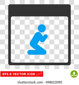 Vector Pray Person Calendar Page EPS vector pictograph. Illustration style is flat iconic bicolor blue and gray symbol on a transparent background.