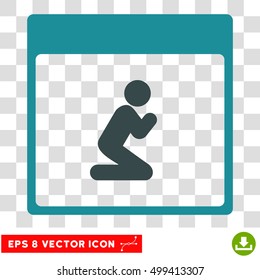 Vector Pray Person Calendar Page EPS vector icon. Illustration style is flat iconic bicolor soft blue symbol on a transparent background.