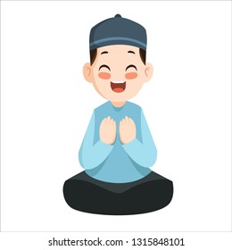 Vector - prayer muslim boy