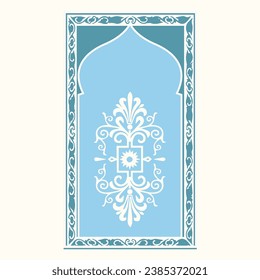 alfombra vectorial de oración con hermoso azul pastel. alfombra islámica de oración árabe textil.