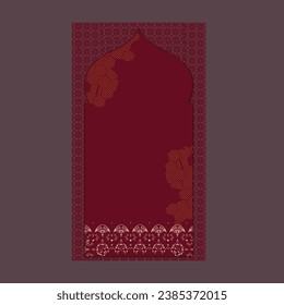 vector prayer rug with beautiful red color. islamic textile arabic prayer rug.
