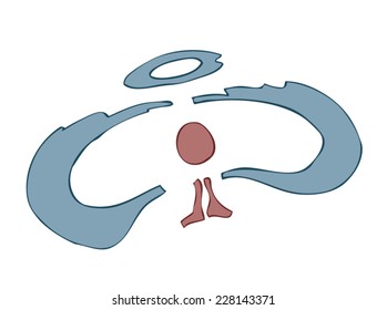 Vector Praying Angel Sign isolated on a White Background.