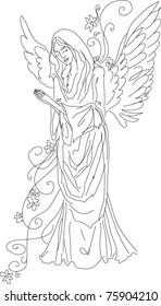 Vector Praying Angel Sketch Isolated Stock Vector (Royalty Free ...