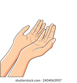 Vector Praying Hands Of Female Muslim Praying Hands Cartoonist Icon Vector Illustration
