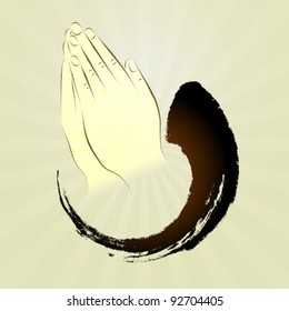 vector: Praying hands, namaste, zen gesture, prayer,put hands together in salute,put the palms together